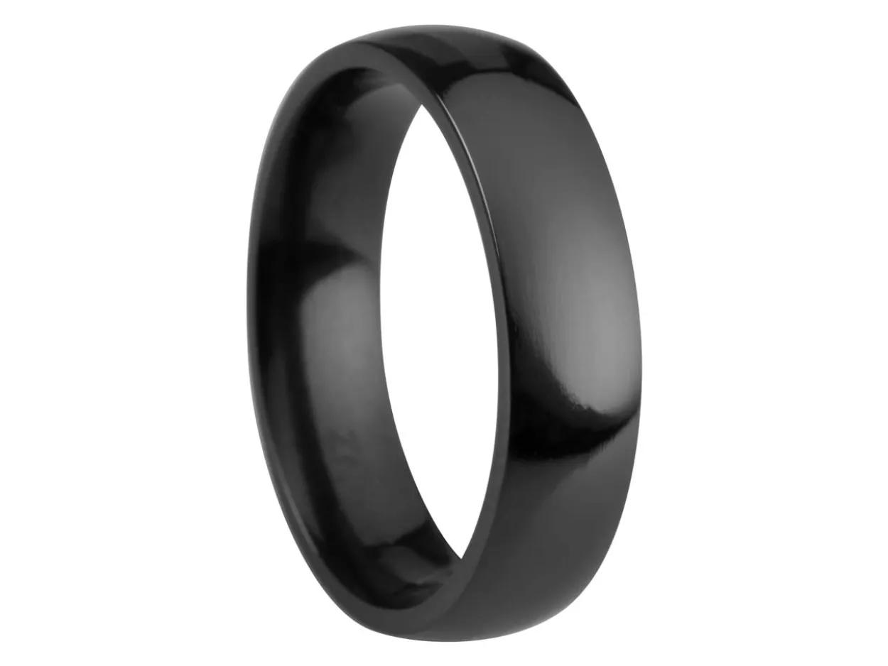 Black Zirconium Court Polished Wedding Ring 5.0mm, Size Z, 1.8mm Wall