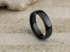 Black Zirconium Court Polished Wedding Ring 5.0mm, Size W, 1.8mm Wall