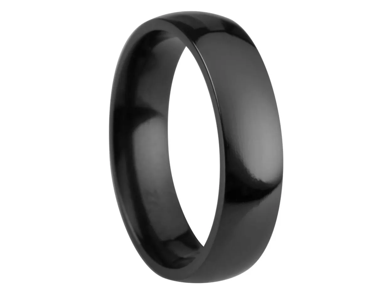 Black Zirconium Court Polished Wedding Ring 5.0mm, Size Q, 1.8mm Wall
