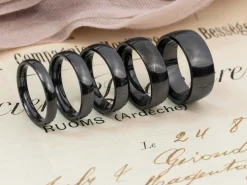 Black Zirconium Court Polished Wedding Ring 5.0mm, Size Q, 1.8mm Wall