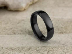 Black Zirconium Court Polished Wedding Ring 5.0mm, Size O, 1.8mm Wall