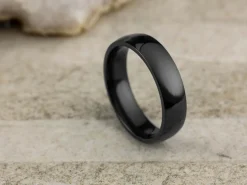 Black Zirconium Court Polished Wedding Ring 5.0mm, Size J, 1.8mm Wall