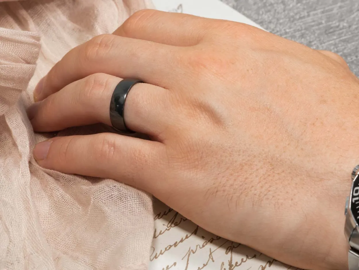 Black Zirconium Court Polished Wedding Ring 5.0mm, Size J, 1.8mm Wall