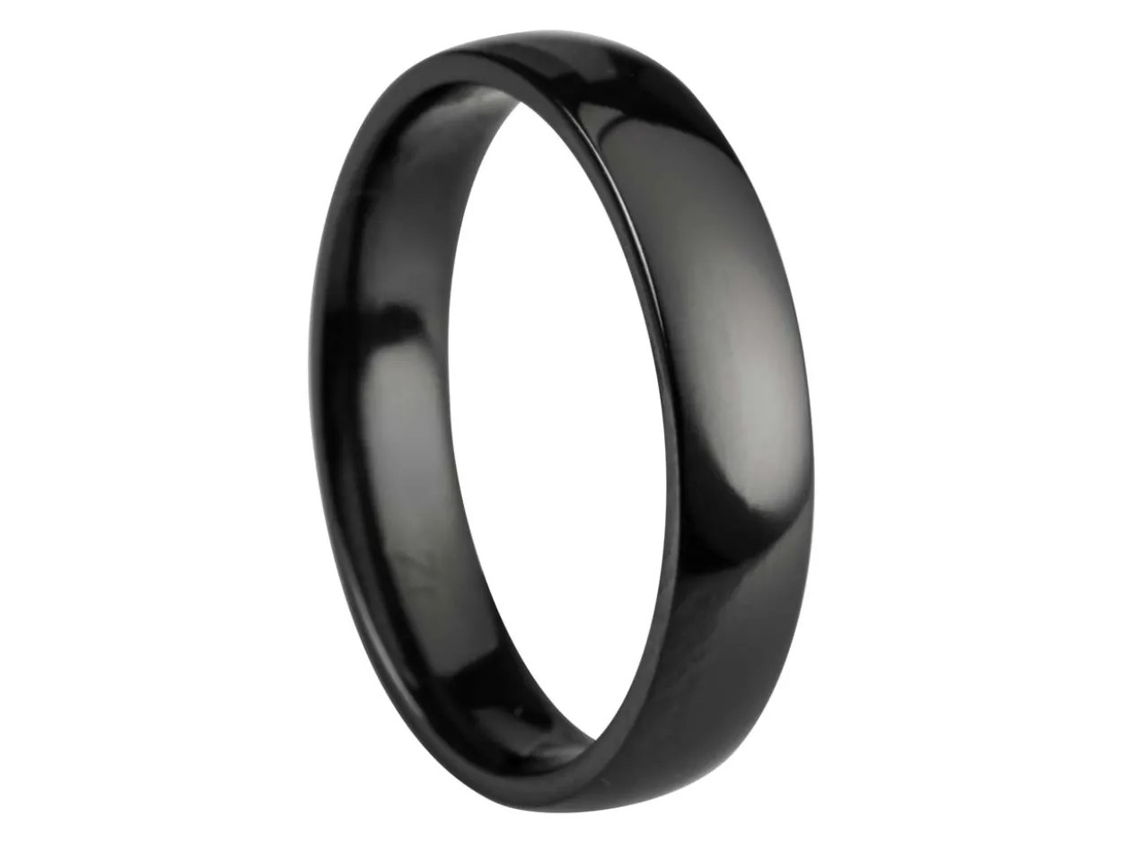 Black Zirconium Court Polished Wedding Ring 4.0mm, Size Z, 1.6mm Wall