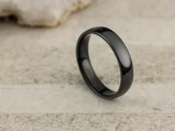 Black Zirconium Court Polished Wedding Ring 4.0mm, Size Y, 1.6mm Wall