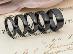 Black Zirconium Court Polished Wedding Ring 4.0mm, Size Y, 1.6mm Wall