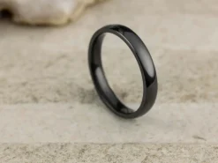 Black Zirconium Court Polished Wedding Ring 3.0mm, Size P, 1.6mm Wall