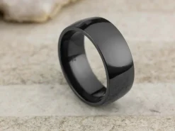 Black Zirconium Court Polished Wedding Ring 8.0mm, Size Q, 2.0mm Wall