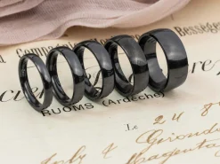 Black Zirconium Court Polished Wedding Ring 6.0mm, Size V, 1.8mm Wall