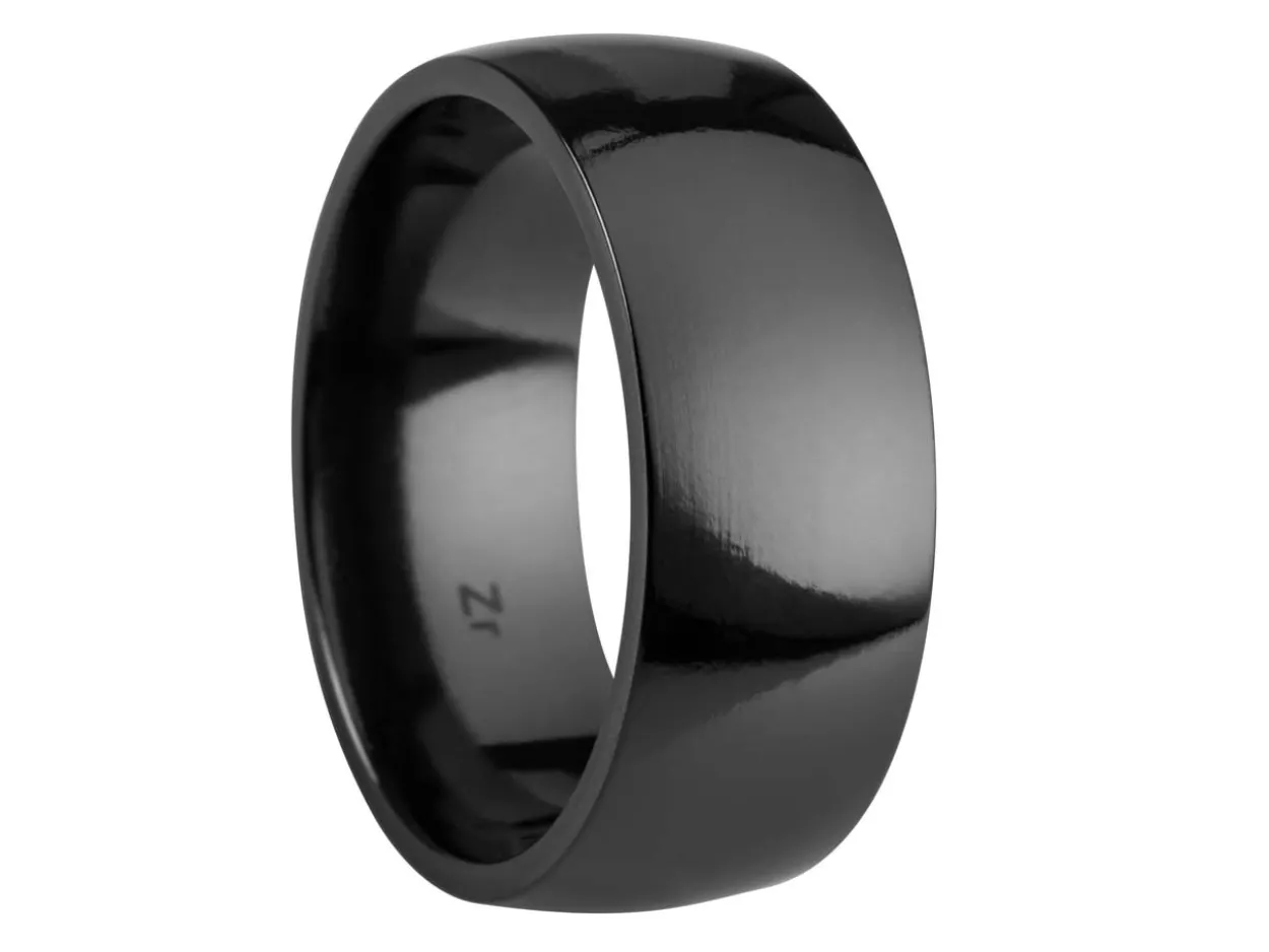 Black Zirconium Court Polished Wedding Ring 8.0mm, Size V, 2.0mm Wall
