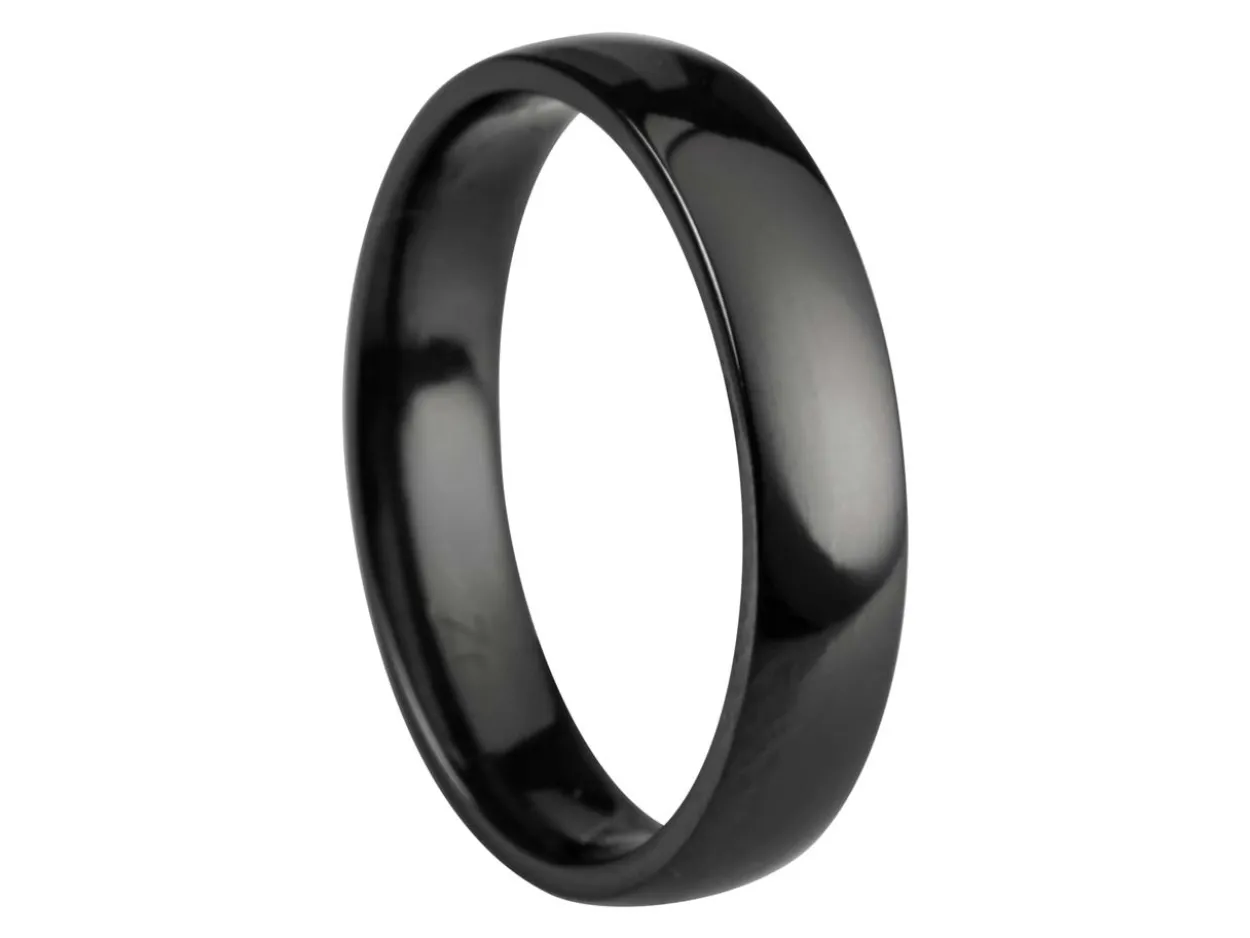 Black Zirconium Court Polished Wedding Ring 4.0mm, Size T, 1.6mm Wall