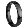 Black Zirconium Court Polished Wedding Ring 4.0mm, Size R, 1.6mm Wall
