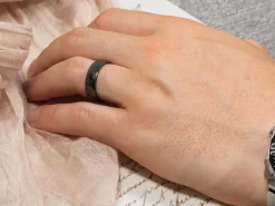 Black Zirconium Court Polished Wedding Ring 4.0mm, Size Q, 1.6mm Wall