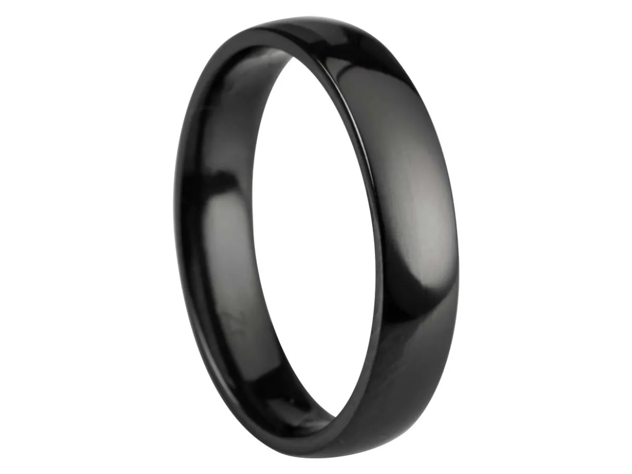 Black Zirconium Court Polished Wedding Ring 4.0mm, Size O, 1.6mm Wall