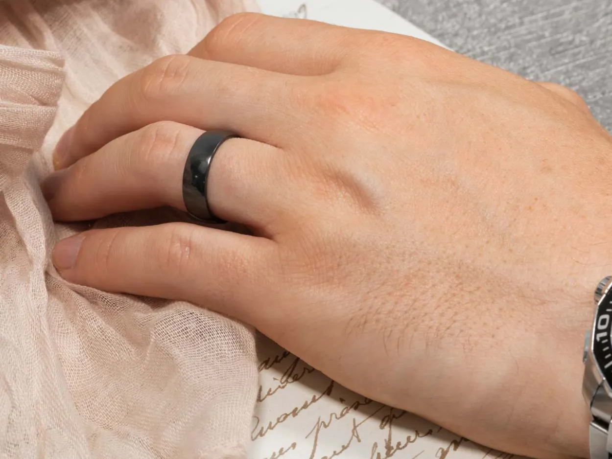 Black Zirconium Court Polished Wedding Ring 4.0mm, Size O, 1.6mm Wall