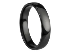 Black Zirconium Court Polished Wedding Ring 4.0mm, Size N, 1.6mm Wall