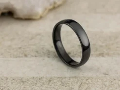 Black Zirconium Court Polished Wedding Ring 4.0mm, Size N, 1.6mm Wall