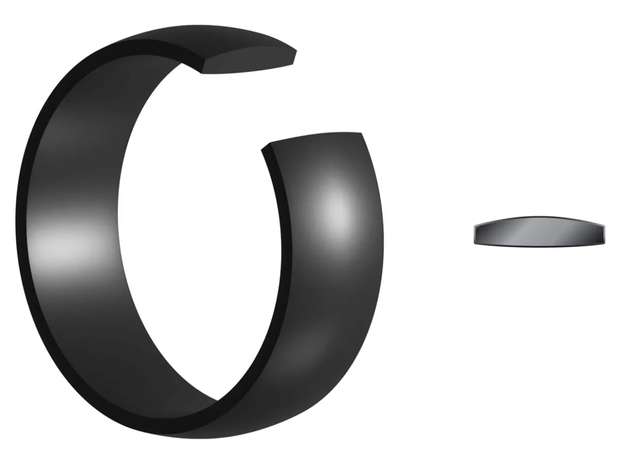 Black Zirconium Court Polished Wedding Ring 4.0mm, Size N, 1.6mm Wall