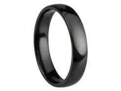 Black Zirconium Court Polished Wedding Ring 4.0mm, Size L, 1.6mm Wall