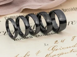 Black Zirconium Court Polished Wedding Ring 4.0mm, Size L, 1.6mm Wall