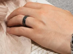 Black Zirconium Court Polished Wedding Ring 4.0mm, Size L, 1.6mm Wall