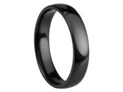 Black Zirconium Court Polished Wedding Ring 4.0mm, Size K, 1.6mm Wall