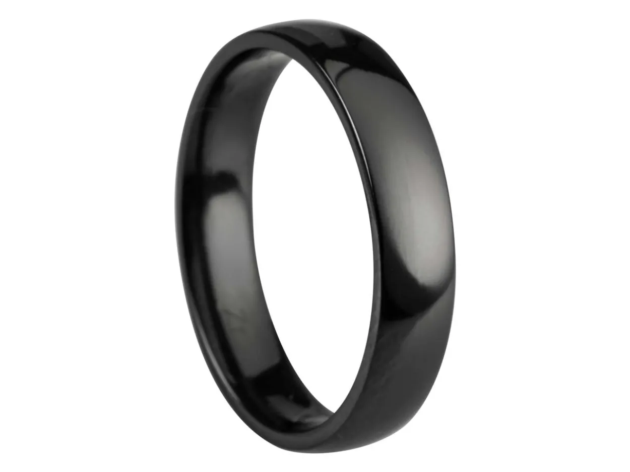 Black Zirconium Court Polished Wedding Ring 4.0mm, Size I, 1.6mm Wall