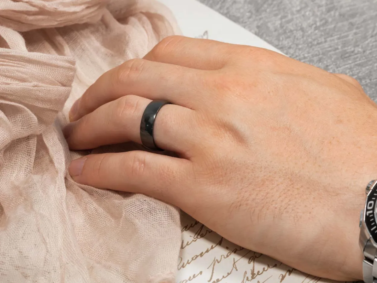 Black Zirconium Court Polished Wedding Ring 3.0mm, Size L, 1.6mm Wall