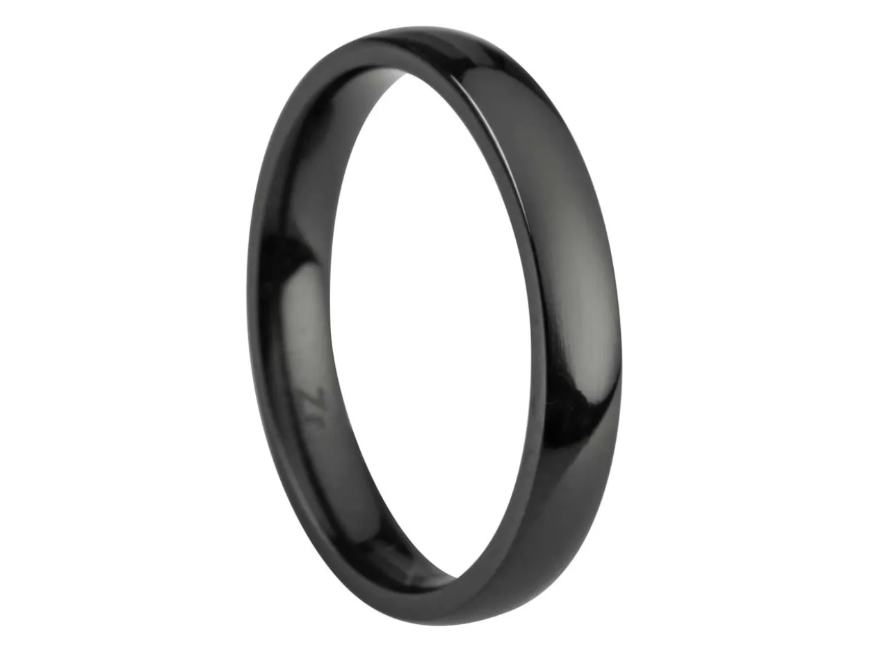 Black Zirconium Court Polished Wedding Ring 3.0mm, Size K, 1.6mm Wall