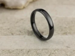 Black Zirconium Court Polished Wedding Ring 3.0mm, Size J, 1.6mm Wall