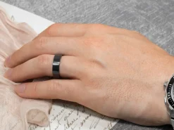 Black Zirconium Flat Court Easy Fit Polished Wedding Ring 8.0mm, Size X, 2.0mm Wall