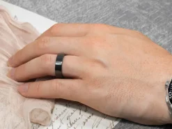 Black Zirconium Flat Court Easy Fit Polished Wedding Ring 5.0mm, Size T, 1.8mm Wall