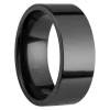 Black Zirconium Flat Court Easy Fit Polished Wedding Ring 8.0mm, Size T, 2.0mm Wall