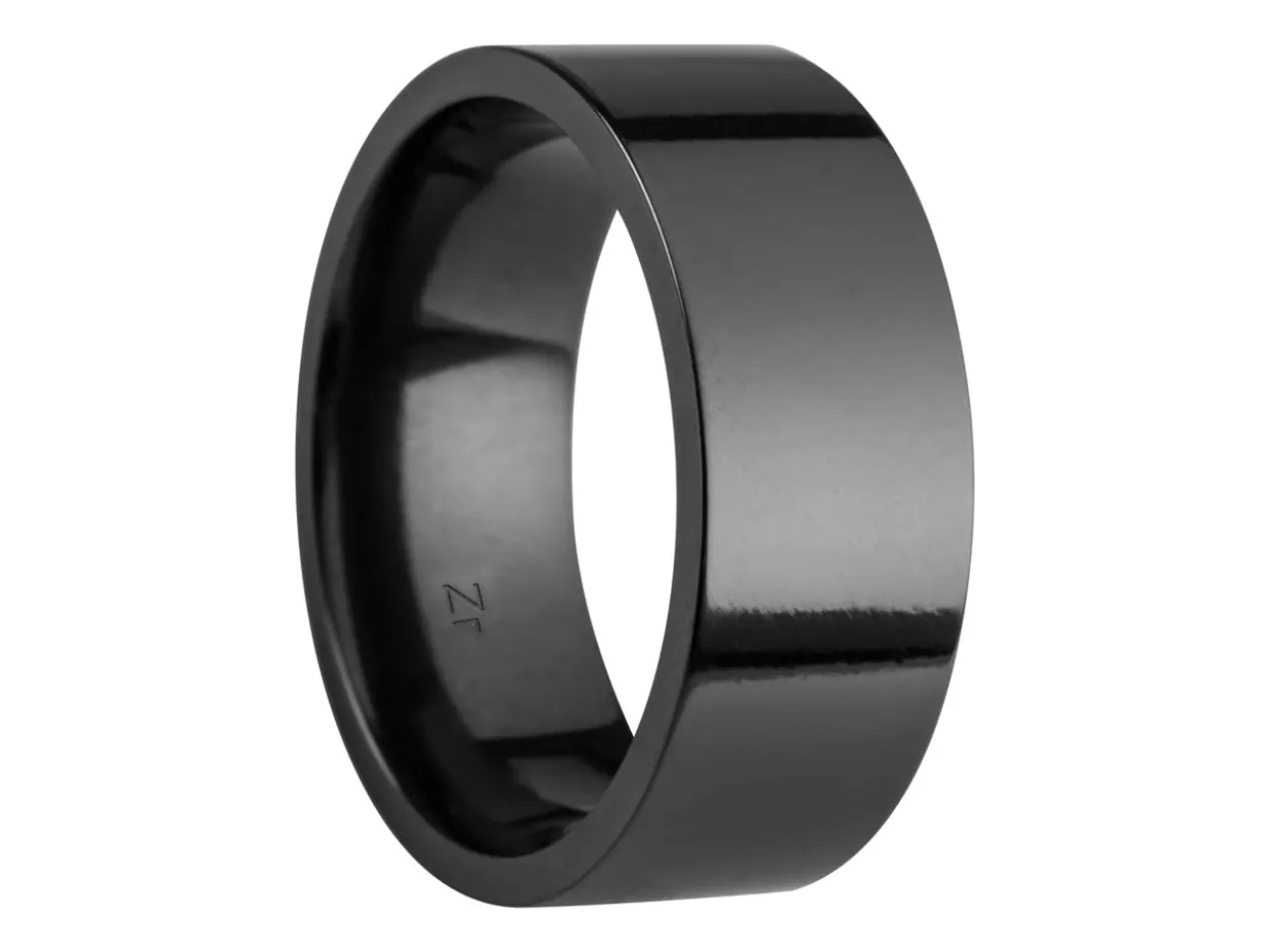 Black Zirconium Flat Court Easy Fit Polished Wedding Ring 8.0mm, Size Z, 2.0mm Wall