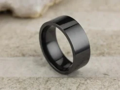 Black Zirconium Flat Court Easy Fit Polished Wedding Ring 8.0mm, Size Z, 2.0mm Wall