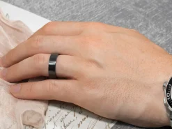 Black Zirconium Flat Court Easy Fit Polished Wedding Ring 8.0mm, Size Y, 2.0mm Wall