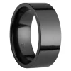 Black Zirconium Flat Court Easy Fit Polished Wedding Ring 8.0mm, Size U, 2.0mm Wall