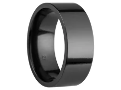 Black Zirconium Flat Court Easy Fit Polished Wedding Ring 8.0mm, Size S, 2.0mm Wall