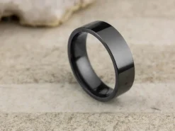 Black Zirconium Flat Court Easy Fit Polished Wedding Ring 6.0mm, Size Z, 1.8mm Wall