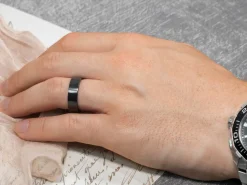 Black Zirconium Flat Court Easy Fit Polished Wedding Ring 6.0mm, Size Y, 1.8mm Wall