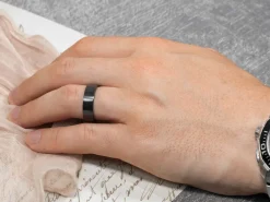 Black Zirconium Flat Court Easy Fit Polished Wedding Ring 6.0mm, Size U, 1.8mm Wall