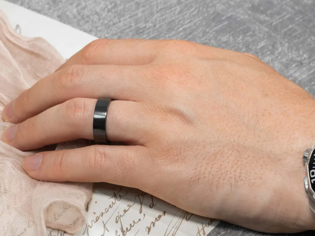 Black Zirconium Flat Court Easy Fit Polished Wedding Ring 6.0mm, Size S, 1.8mm Wall