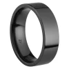 Black Zirconium Flat Court Easy Fit Polished Wedding Ring 6.0mm, Size Q, 1.8mm Wall