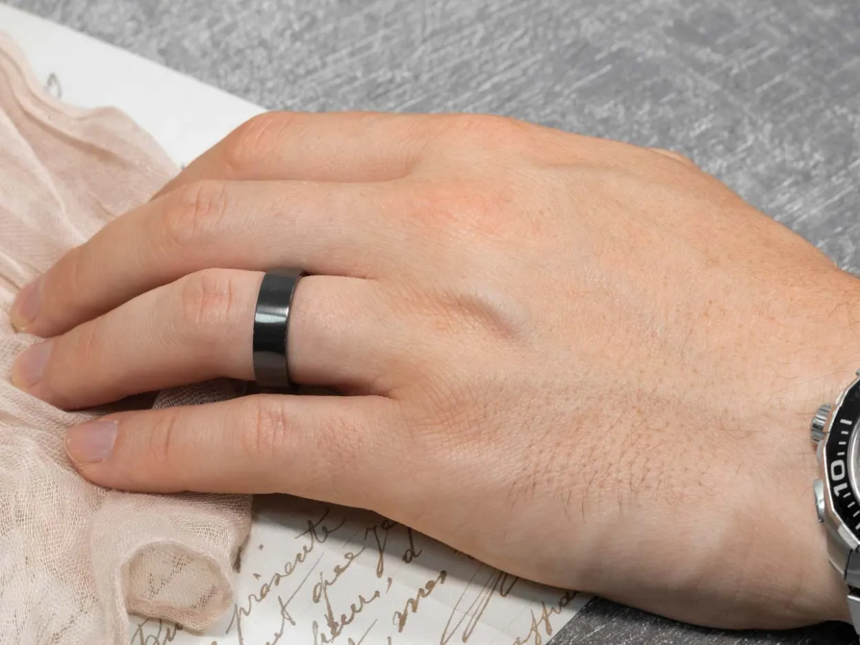 Black Zirconium Flat Court Easy Fit Polished Wedding Ring 5.0mm, Size Z, 1.8mm Wall
