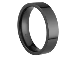 Black Zirconium Flat Court Easy Fit Polished Wedding Ring 5.0mm, Size Y, 1.8mm Wall