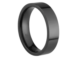 Black Zirconium Flat Court Easy Fit Polished Wedding Ring 5.0mm, Size W, 1.8mm Wall