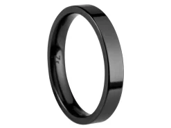 Black Zirconium Flat Court Easy Fit Polished Wedding Ring 3.0mm, Size M, 1.6mm Wall
