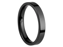 Black Zirconium Flat Court Easy Fit Polished Wedding Ring 3.0mm, Size K, 1.6mm Wall
