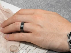 Black Zirconium Flat Court Easy Fit Polished Wedding Ring 5.0mm, Size K, 1.8mm Wall