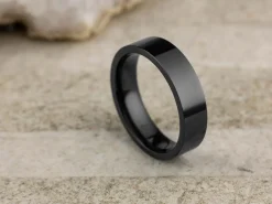 Black Zirconium Flat Court Easy Fit Polished Wedding Ring 5.0mm, Size J, 1.8mm Wall